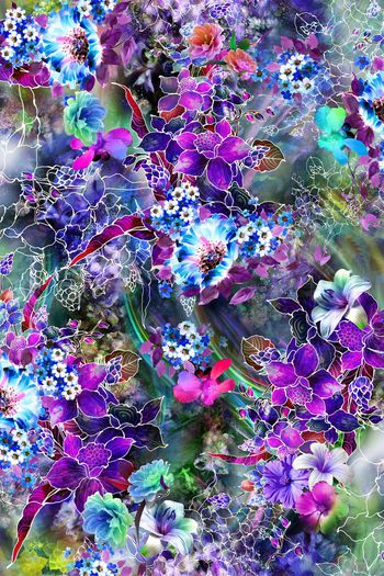 248768-数码炫彩镂空线条大花油画大花朵