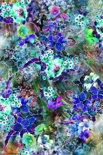 248769-数码炫彩镂空线条大花油画大花朵