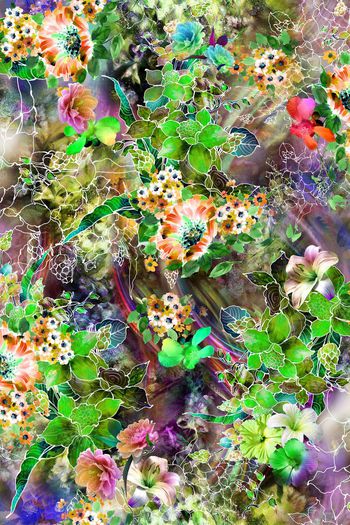 248771-数码炫彩镂空线条大花油画大花朵