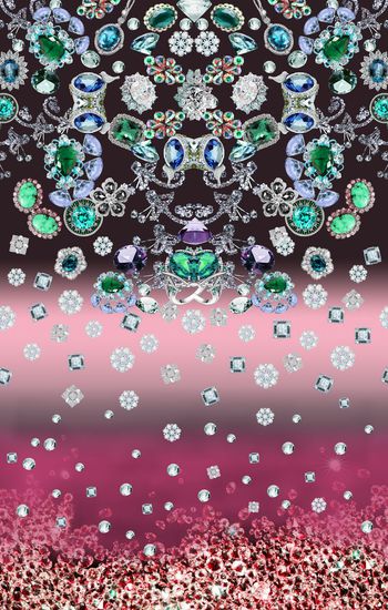 时尚 珠宝 宝石 定位 镜像 对称 渐变 璀璨 适合女装T恤、外套等印花华亿平台图片
