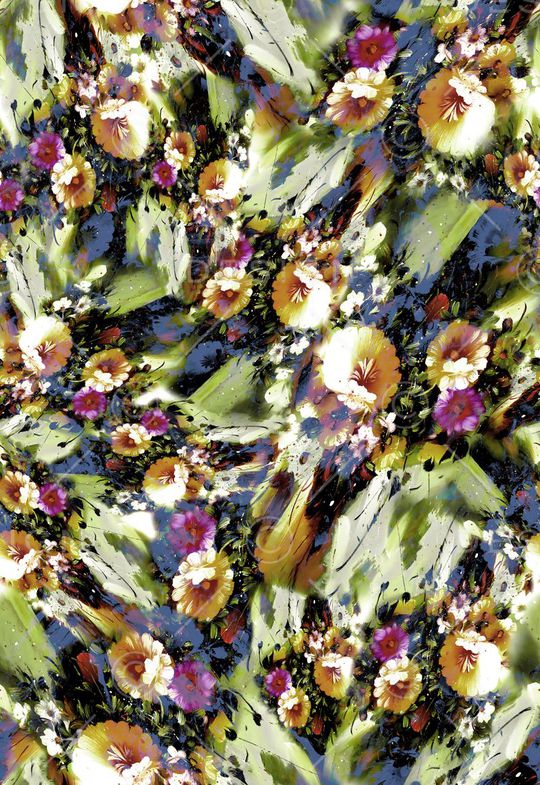 多彩 油画 花卉 花朵 组合  纹路 印花华亿平台图片