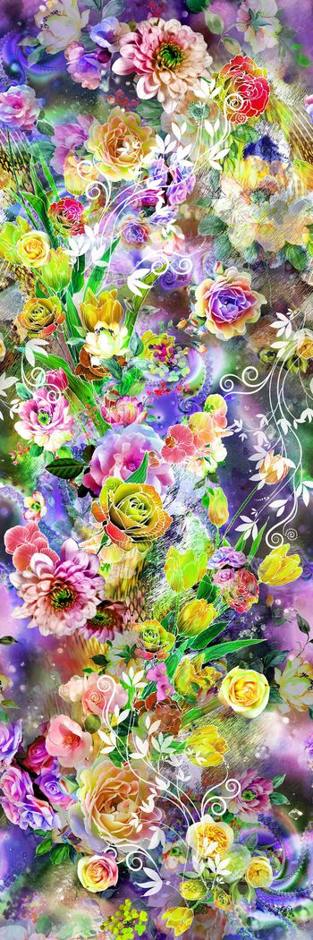 249054-数码多彩镂空线条花朵大牡丹花朵