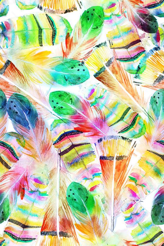 水彩 羽毛 动物纹 彩色 七彩 印花华亿平台图片