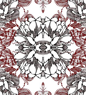 249219-中国风剪纸对称花卉印花华亿平台