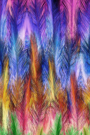 多彩 定位 热带 树叶 彩色 七彩 印花华亿平台图片