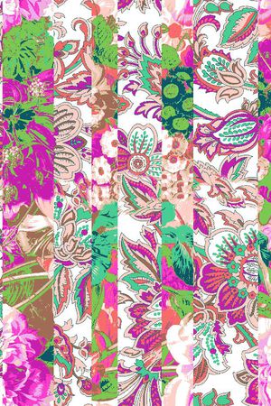 条纹 花卉 花朵 绚丽 水彩 彩色印花华亿平台图片