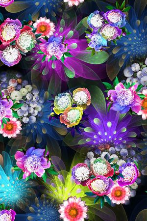 数码 时尚 流行 炫彩 大花 花朵 花卉 太阳花 底纹印花华亿平台图片