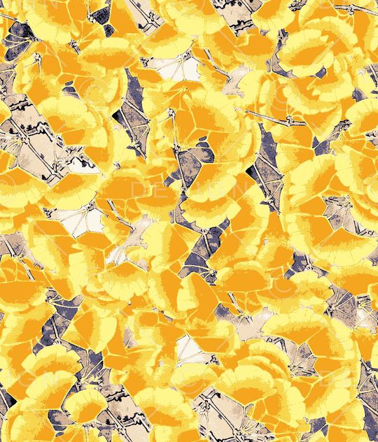 彩色 七彩 黄色 笔刷 笔迹 水墨 花卉 花朵印花华亿平台图片