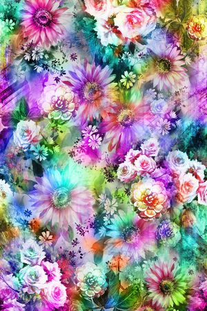 数码 时尚 流行 多彩 大花 牡丹 太阳花 印花华亿平台图片