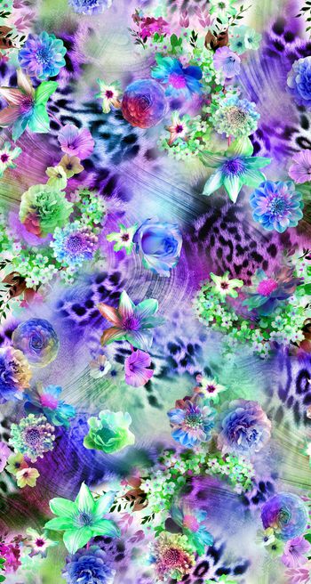 249505-数码服装花多彩动物纹大花朵小花