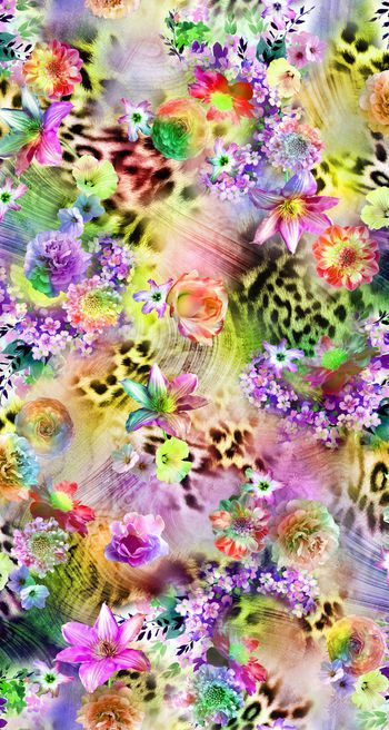 249508-数码服装花多彩动物纹大花朵小花