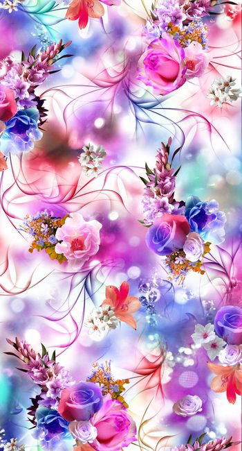 249510-数码服装花多彩底纹灵动线条大花朵花