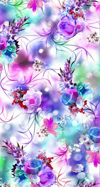 249511-数码服装花多彩底纹灵动线条大花朵花