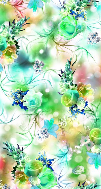 249513-数码服装花多彩底纹灵动线条大花朵花