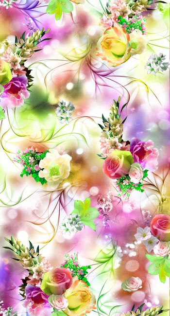 249514-数码服装花多彩底纹灵动线条大花朵花