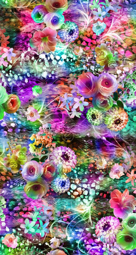 数码 服装 花卉 花朵 手绘 太阳花 点点底纹印花华亿平台图片