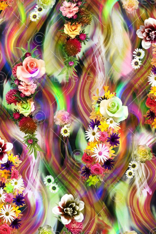 水彩 花卉 花朵 立体 层次 服装 印花华亿平台图片