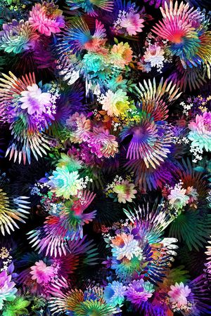 数码 服装 花卉 多彩 羽毛 底纹 线条 大花朵 彩色 印花华亿平台图片