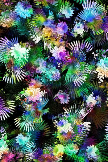 249583-数码服装花多彩羽毛底纹线条大花朵