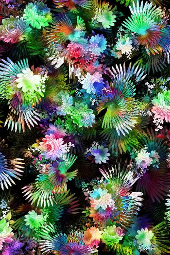 249584-数码服装花多彩羽毛底纹线条大花朵