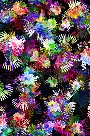 249586-数码服装花多彩羽毛底纹线条大花朵