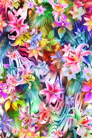 花朵 百合 粉色 花卉 真花  真实 梦幻底 印花华亿平台图片