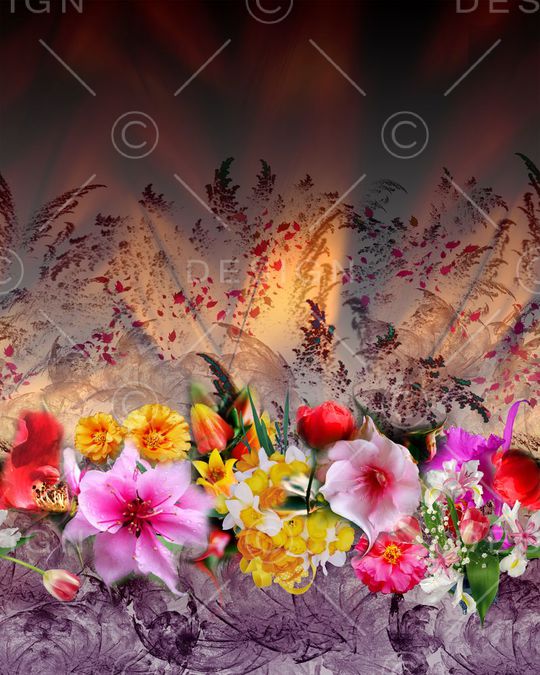 定位花 花朵 花卉 鲜花 水墨画 虚实印花华亿平台图片