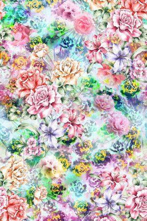 水彩 花卉 动物纹印花华亿平台图片