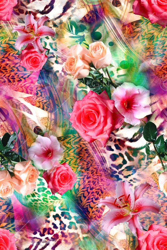 花卉 豹纹 动物纹 绚丽 迷人花卉印花华亿平台图片