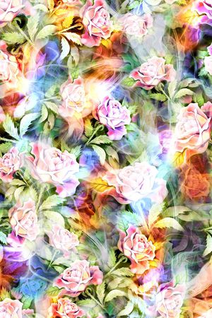 轻盈 光感 花卉 玫瑰 月季 动感印花华亿平台图片