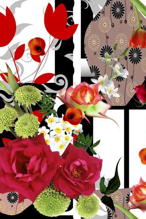 几何花卉印花华亿平台图片