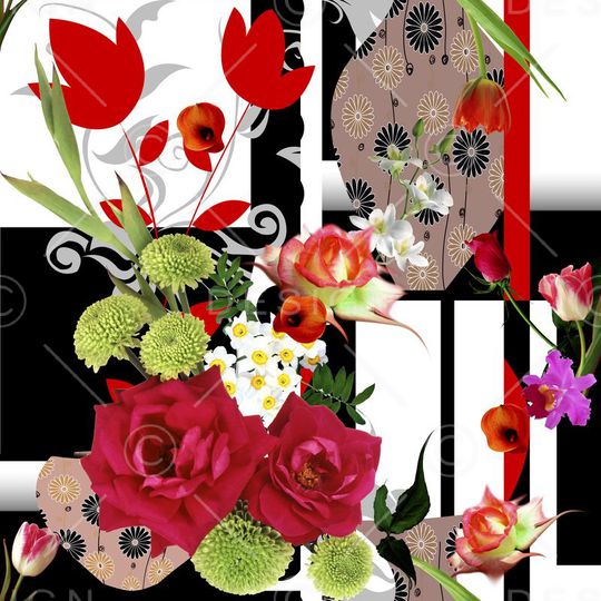 几何花卉印花华亿平台图片