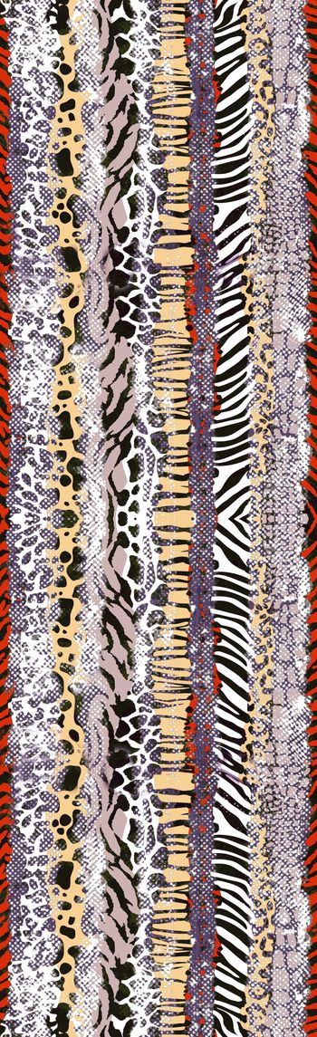 250354-水彩笔触混合动物纹条纹印花长巾