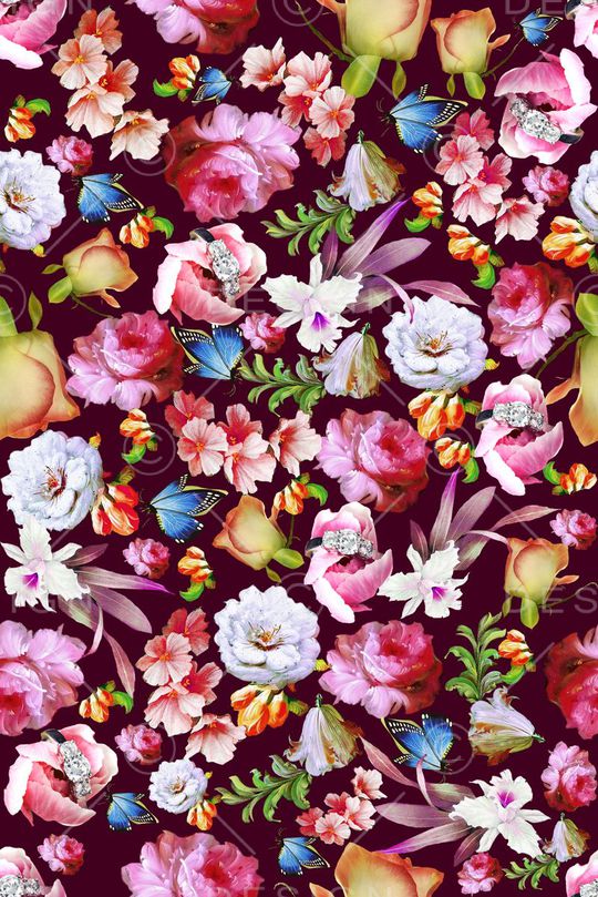 花卉 平铺印花华亿平台图片