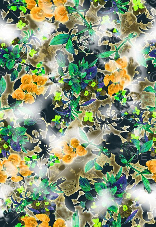 花卉 橘色花卉印花华亿平台图片