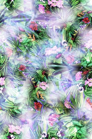 热带风情 花卉 枝叶印花华亿平台图片