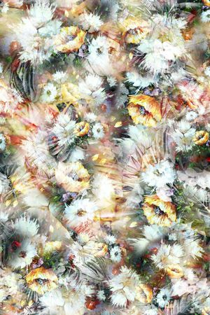 抽象 笔触 花卉印花华亿平台图片