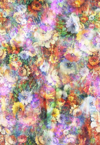 250698-油画水墨水彩效果花卉花朵组合