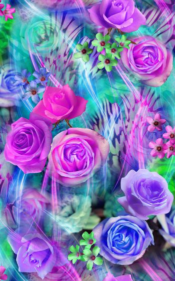 250891-现代炫彩数码花卉组合