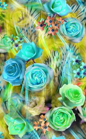 250892-现代炫彩数码花卉组合