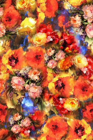 花卉 油画 肌理 笔触印花华亿平台图片