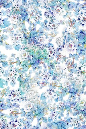 花卉 牡丹 工笔 中国风 清新 淡雅印花华亿平台图片