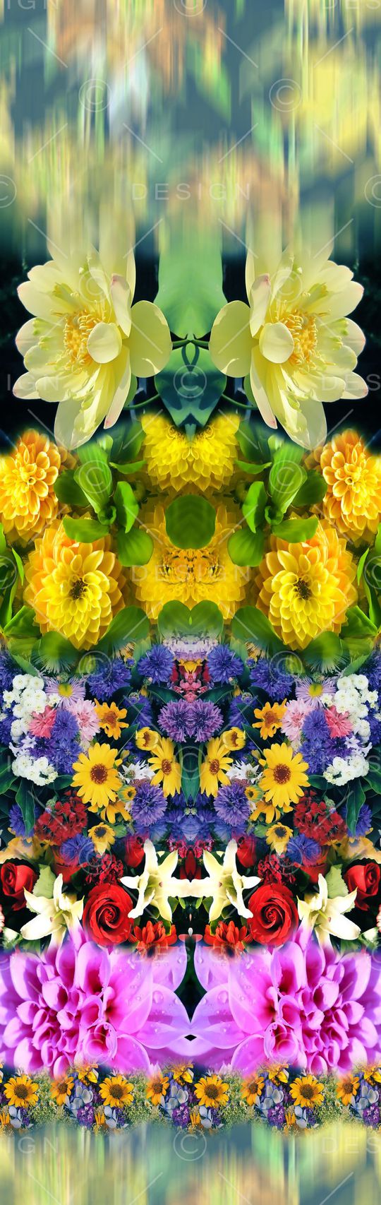 花卉 定位 独幅 镜像 对称 滴状印花华亿平台图片