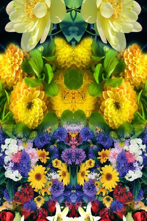 花卉 定位 独幅 镜像 对称 滴状印花华亿平台图片