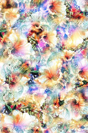 朦胧 花卉印花华亿平台图片