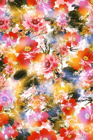 朦胧 花卉 中国风 水墨 写意 牡丹印花华亿平台图片