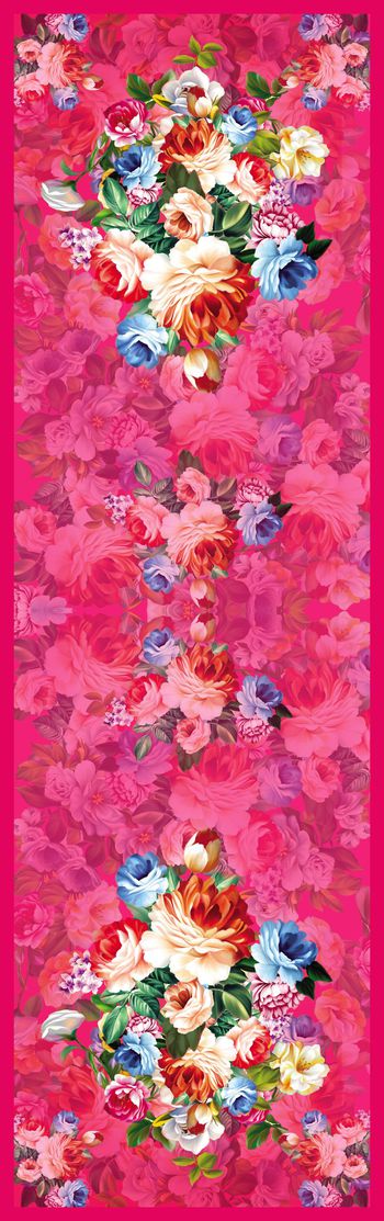 花卉 红色 桃红 长巾 边框印花华亿平台图片