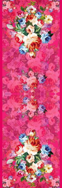 花卉 红色 桃红 长巾 边框印花华亿平台图片