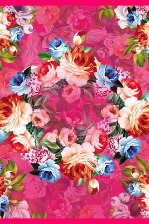 花卉 红色 桃红 方巾 边框印花华亿平台图片