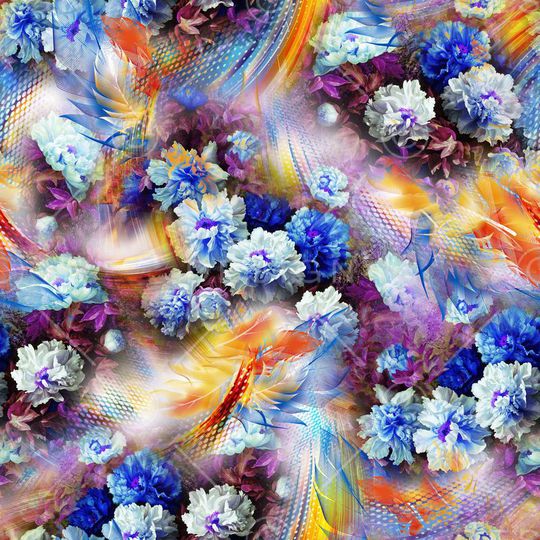 花卉 抽象 绚丽 迷人花卉印花华亿平台图片